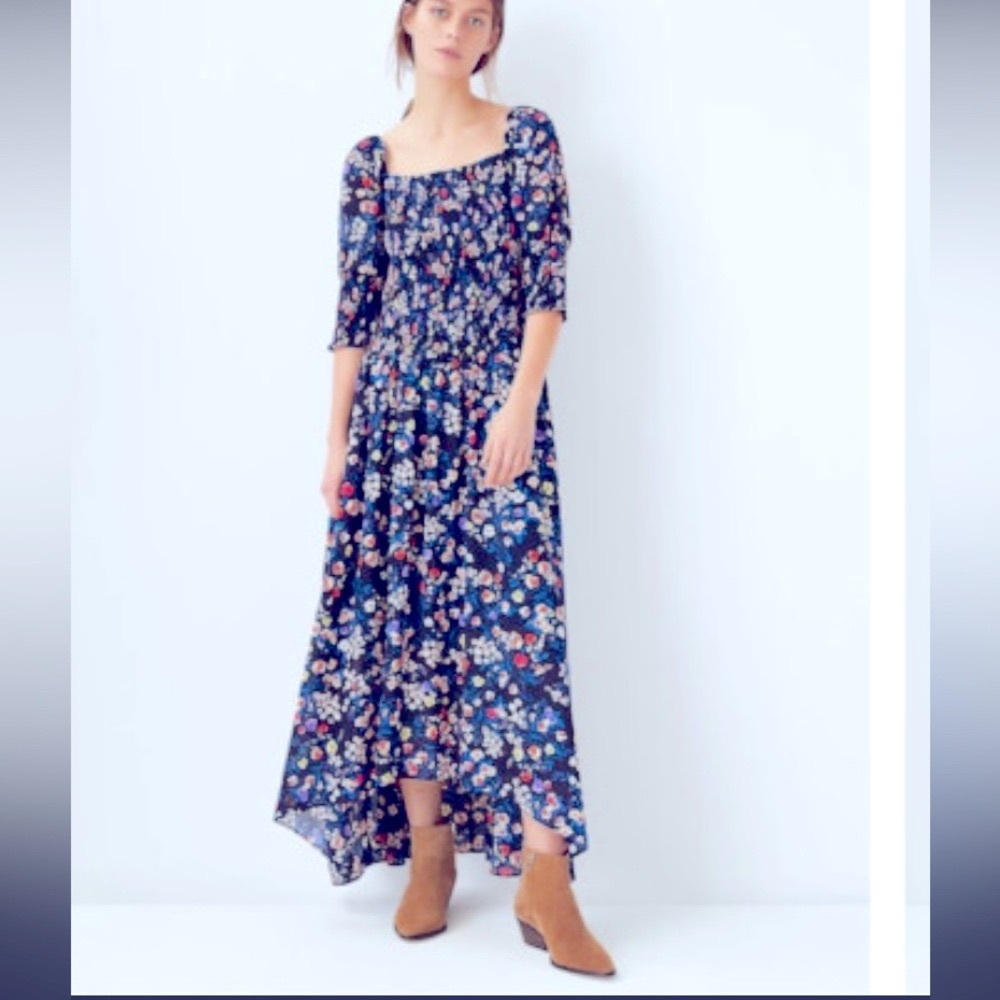 🎁Like New Ann Taylor Floral Maxi Dress #S/555498 -Navy and Multicolor- size: 10
